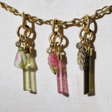 Load image into Gallery viewer, TOURMALINE & DIAMOND CLUSTER PENDANT