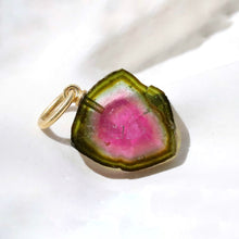 Load image into Gallery viewer, WATERMELON TOURMALINE SLICE PENDANT