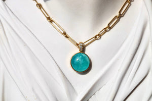 AMAZONITE & DIAMOND PENDANT