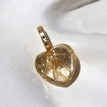 Load image into Gallery viewer, RUTILATED QUARTZ &amp; DIAMOND HEART PENDANT
