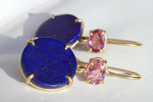 Load image into Gallery viewer, LAPIS &amp; PINK TOURMALINE EARRINGS
