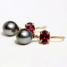 Load image into Gallery viewer, GARNET &amp; TAHITIAN PEARL DROPS
