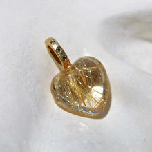 Load image into Gallery viewer, RUTILATED QUARTZ &amp; DIAMOND HEART PENDANT
