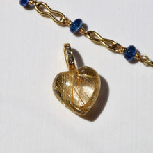 Load image into Gallery viewer, RUTILATED QUARTZ &amp; DIAMOND HEART PENDANT
