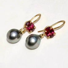 Load image into Gallery viewer, GARNET &amp; TAHITIAN PEARL DROPS
