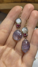 Load and play video in Gallery viewer, MOONSTONE, TOURMALINE &amp; TANZANITE EARRINGS
