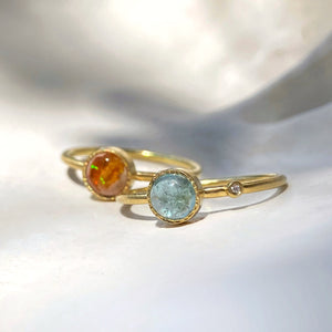 FIRE OPAL & DIAMOND RING