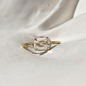 ROSE QUARTZ & DIAMOND RING