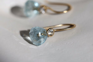 AQUAMARINE & WHITE TOPAZ DROP EARRINGS