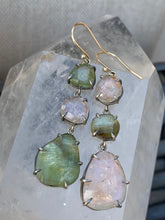 Load image into Gallery viewer, PALE PINK &amp; GREEN TOURMALINE DROP EARRINGS
