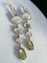 Load image into Gallery viewer, WHITE TOPAZ &amp; PERIDOT DROP EARRINGS
