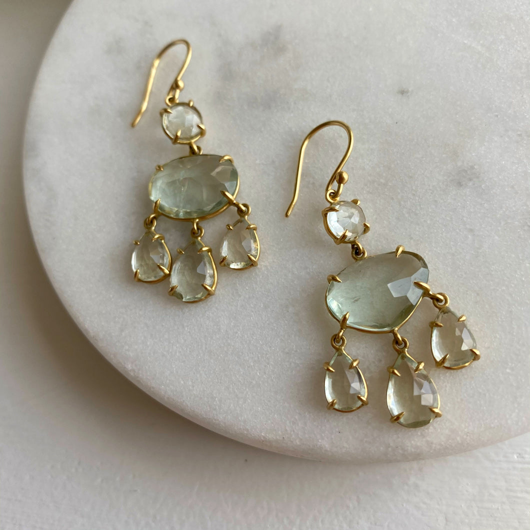 PRASIOLITE CHANDELIER EARRINGS