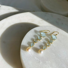 Load image into Gallery viewer, Aquamarine &amp; Pearl Drop Earrings
