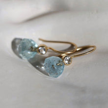 Load image into Gallery viewer, AQUAMARINE &amp; WHITE TOPAZ DROP EARRINGS
