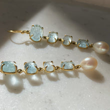 Load image into Gallery viewer, Aquamarine &amp; Pearl Drop Earrings
