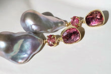 Load image into Gallery viewer, PINK TOURMALINE &amp; PEARL EARRINGS
