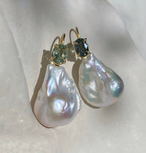 Load image into Gallery viewer, SAPPHIRE &amp; BAROQUE PEARL EARRINGS
